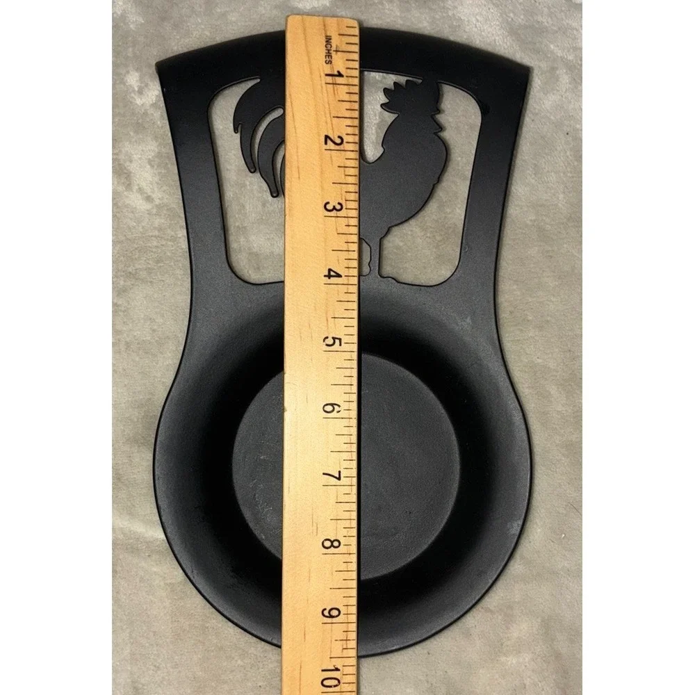 Spoon‎ Rest Rooster Black Metal 9.5x5.5